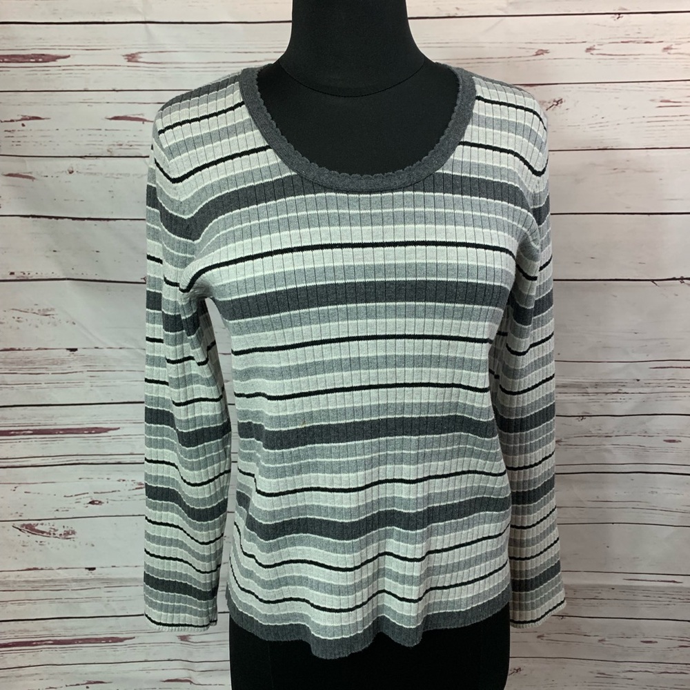 Liz Claiborne Cotton Multi-color Knit Sweater